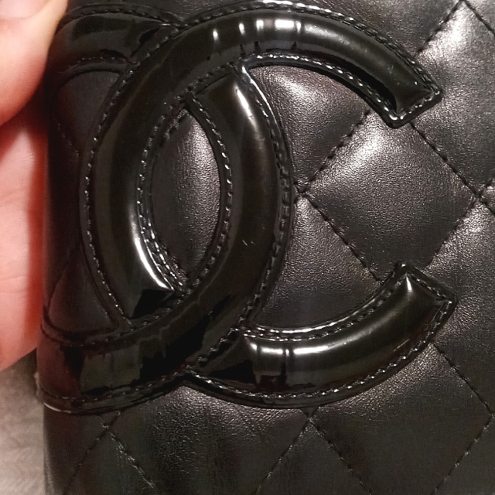 🌺 CHANEL CC Cambon Quilted Logo Bifold Wallet in Black & Hot Pink Pre-owned - Picture 11 of 15